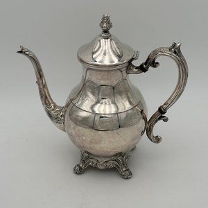 F.B Rogers Silver-Plated Ornate Footed Tea Pot with Hinged Top